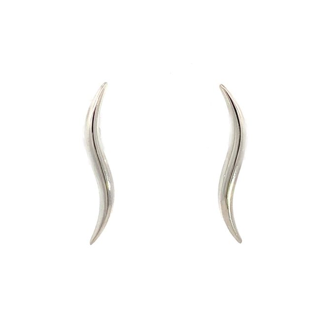 White Gold Wave Stud Earrings