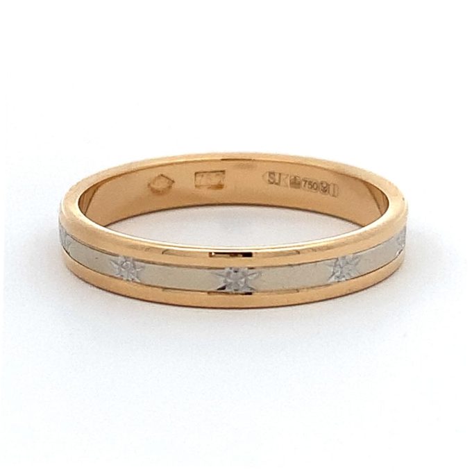 18ct Two Colour Gold Ladies Band