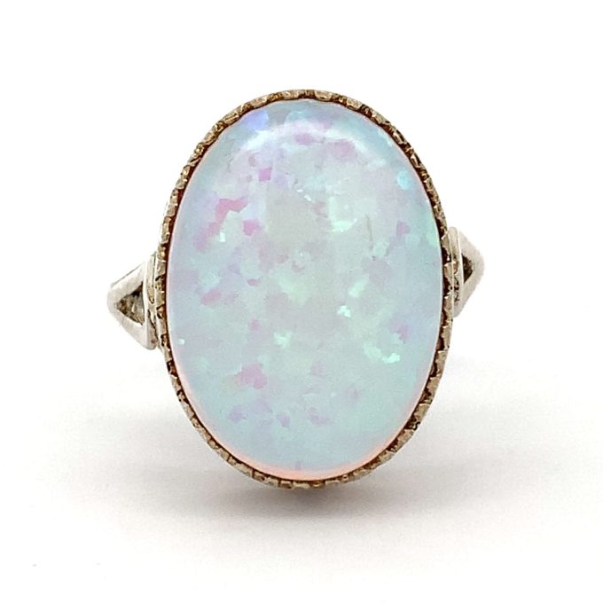 Cultured Opal Silver Dress Ring
