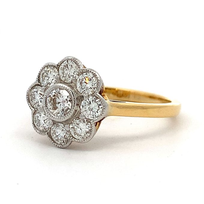 Vintage Diamond Daisy Cluster Ring - Image 2