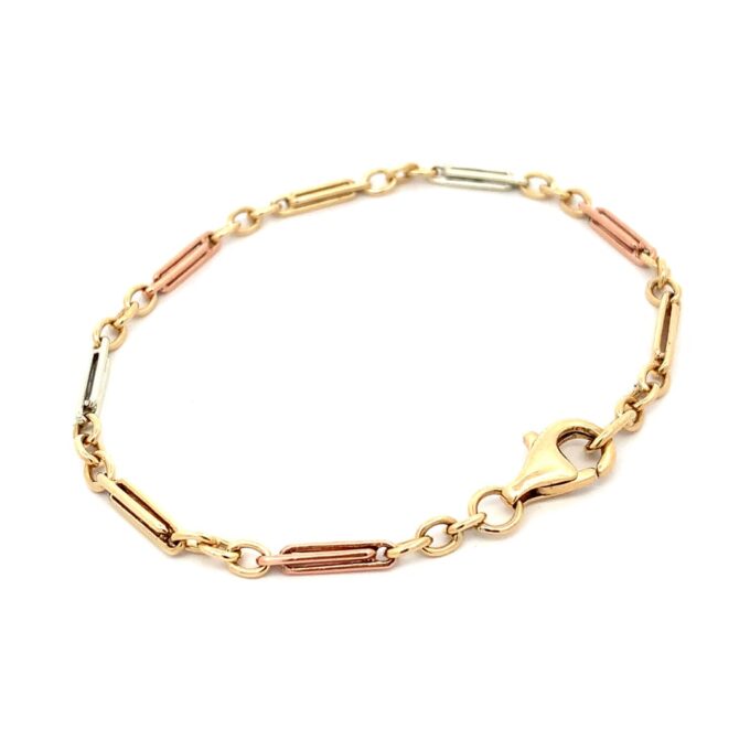 Multi Tone Gold Fancy Link Bracelet - Image 2