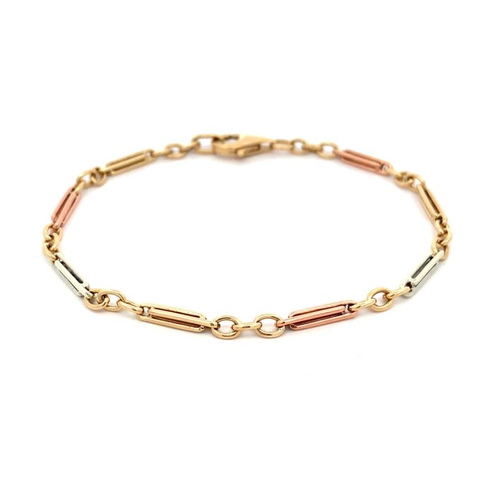 Multi Tone Gold Fancy Link Bracelet