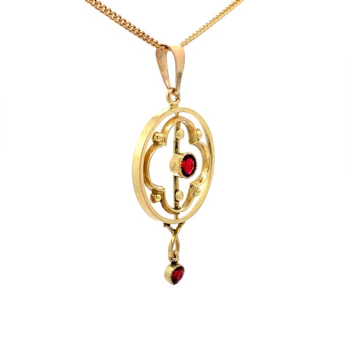 Antique Gold and Red Spinel Pendant Necklace - Image 3