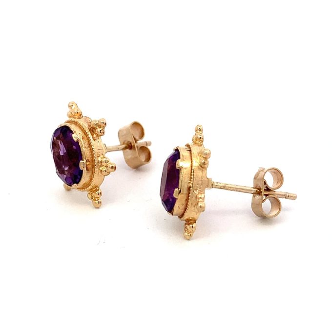 Vintage Amethyst Etruscan Inspired Earrings - Image 2