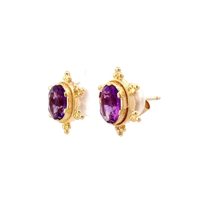 Vintage Amethyst Etruscan Inspired Earrings - Image 3
