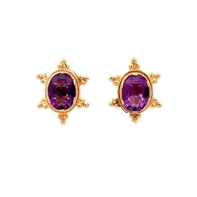 Vintage Amethyst Etruscan Inspired Earrings