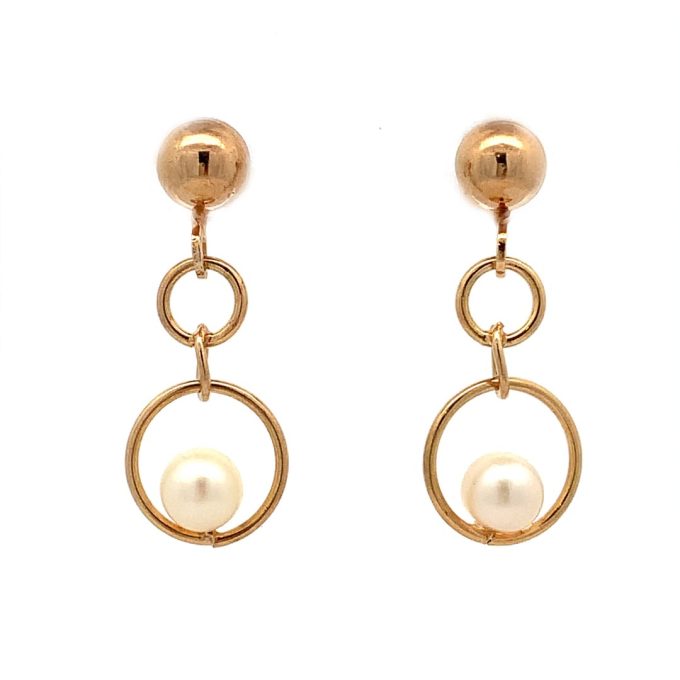 Gold and Pearl Drop Earrings
