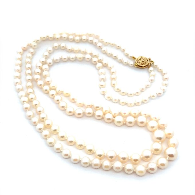 Two Row Graduated Pearl Necklace - Image 2