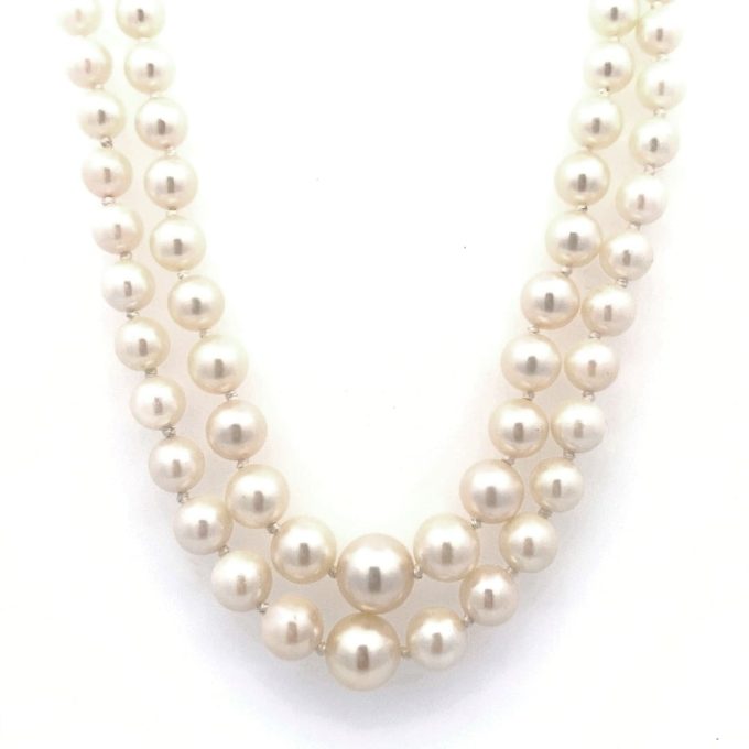 Two Row Graduated Pearl Necklace