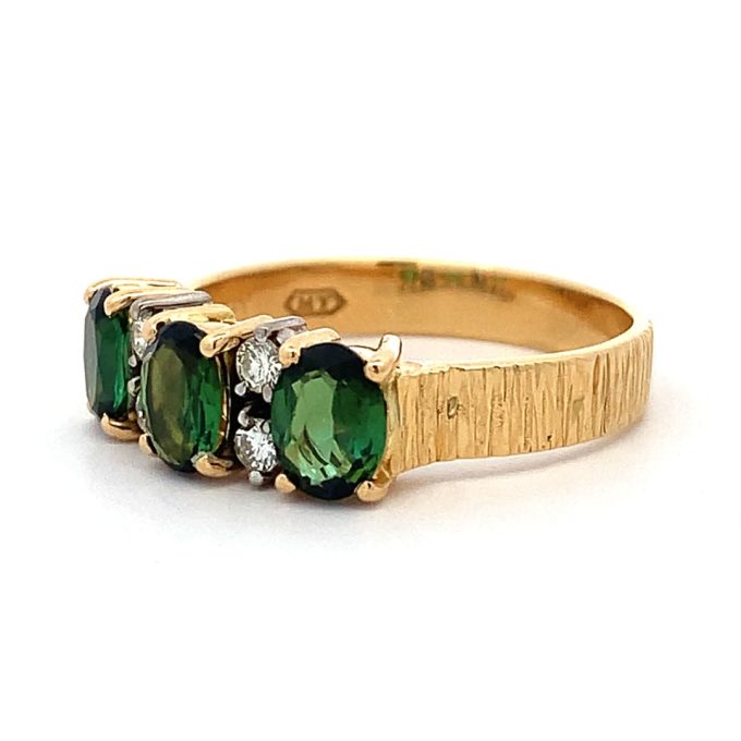 Vintage Green Tourmaline and Diamond Dress Ring - Image 2