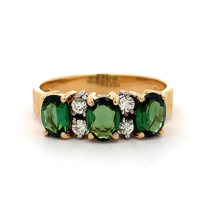 Vintage Green Tourmaline and Diamond Dress Ring