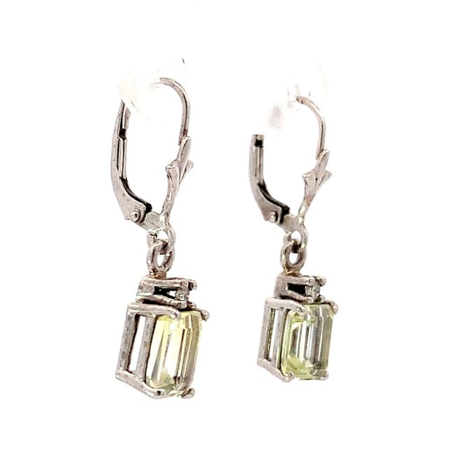 White Gold Lemon Quartz Drop Earrings - Image 2