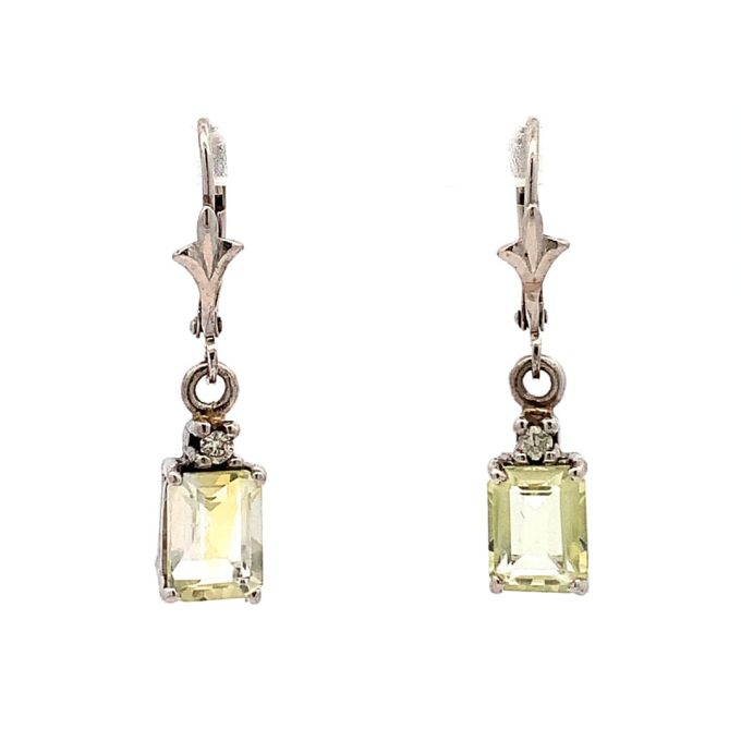 White Gold Lemon Quartz Drop Earrings