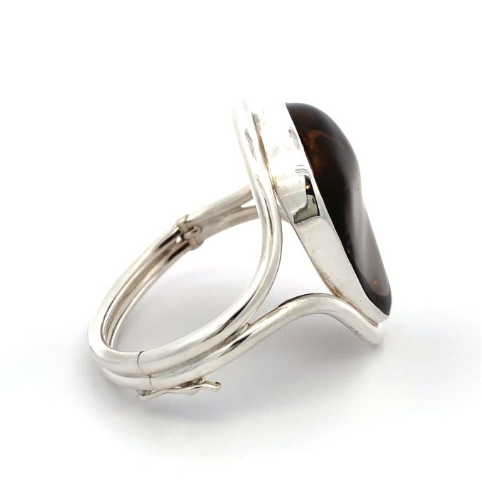 Chunky Silver & Amber Bangle - Image 5