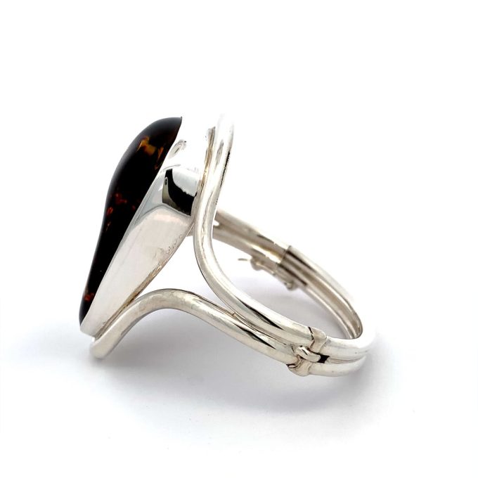 Chunky Silver & Amber Bangle - Image 4