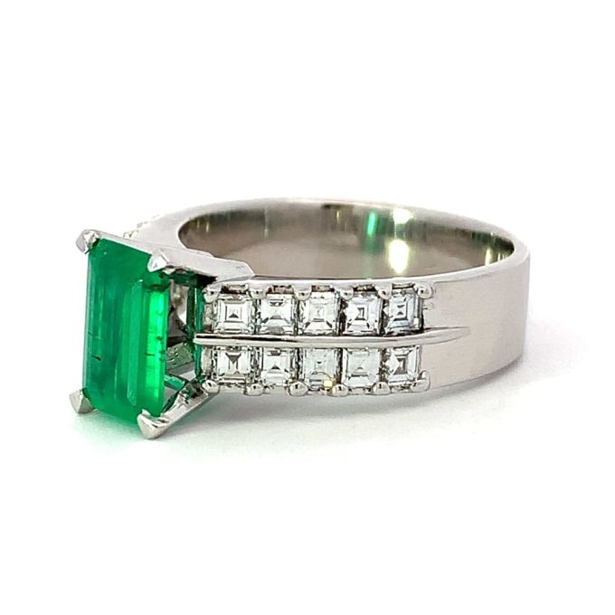 1.20ct Emerald and Diamond Tall Dress Ring - Image 2