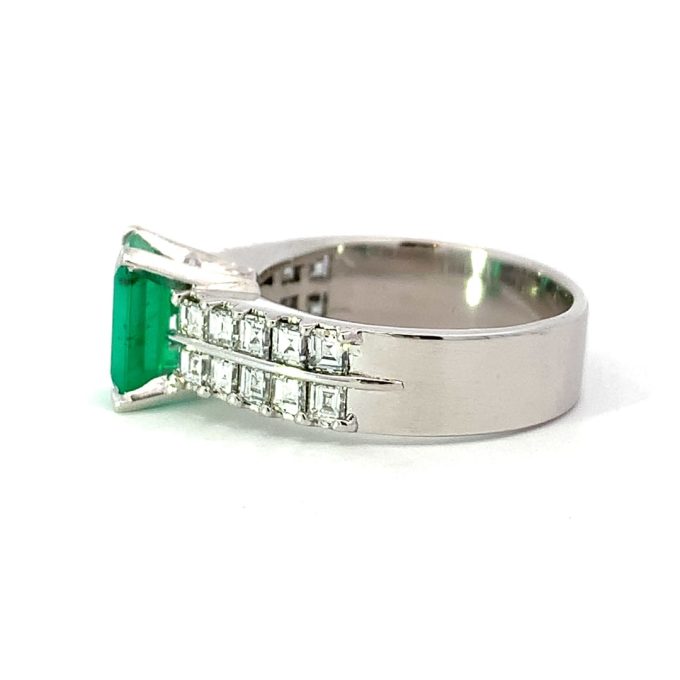 1.20ct Emerald and Diamond Tall Dress Ring - Image 4