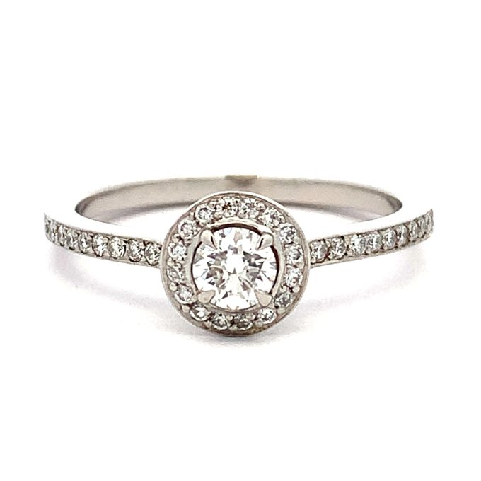 Boodles Diamond Halo Platinum Solitaire Ring