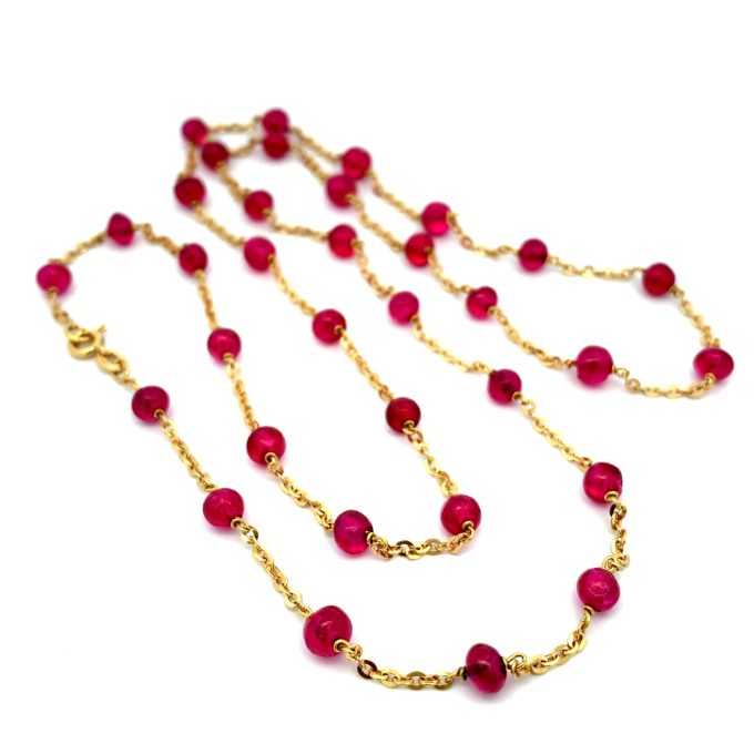 Yellow Gold Ruby Station Necklace - Image 2