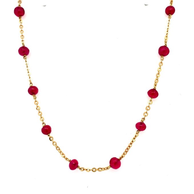 Yellow Gold Ruby Station Necklace