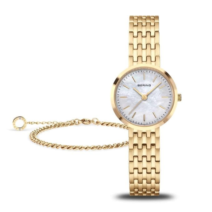 Bering Ladies Mother of Pearl Gold Watch Set 19126-734-GWP